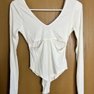 Adika White Asymmetrical Fitted Bodysuit